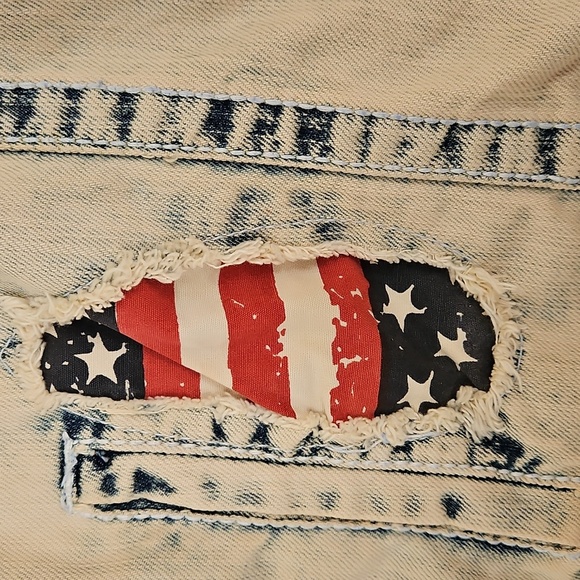 Smoke Rise Denim Vest Mens large Blue Jean Distressed Motorcycle Jacket USA NWT - Picture 5 of 7